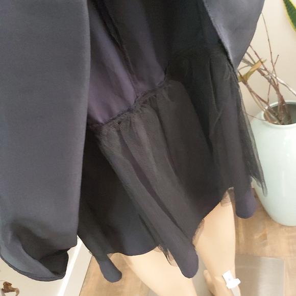 Eliza J ruffled V neck fit and flare midi dress sleeveless blue black - Picture 8 of 14